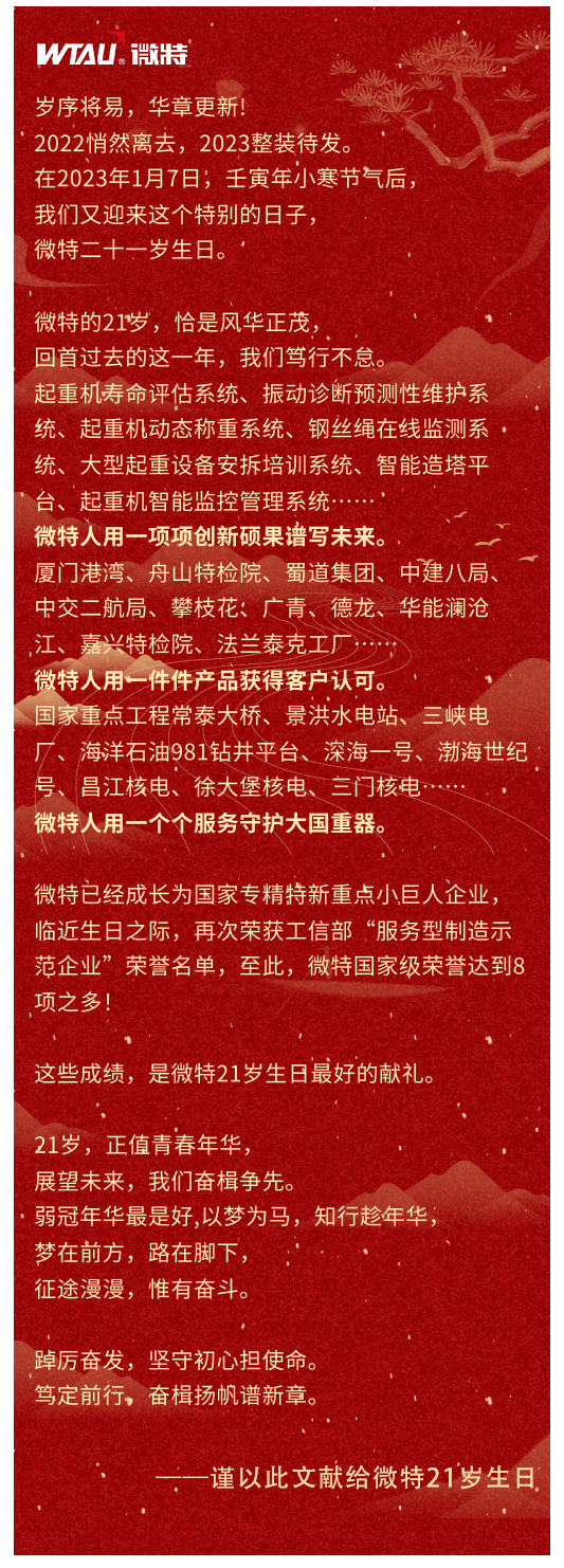 篤定前行 奮楫爭先！丨祝微特21歲生日快樂！